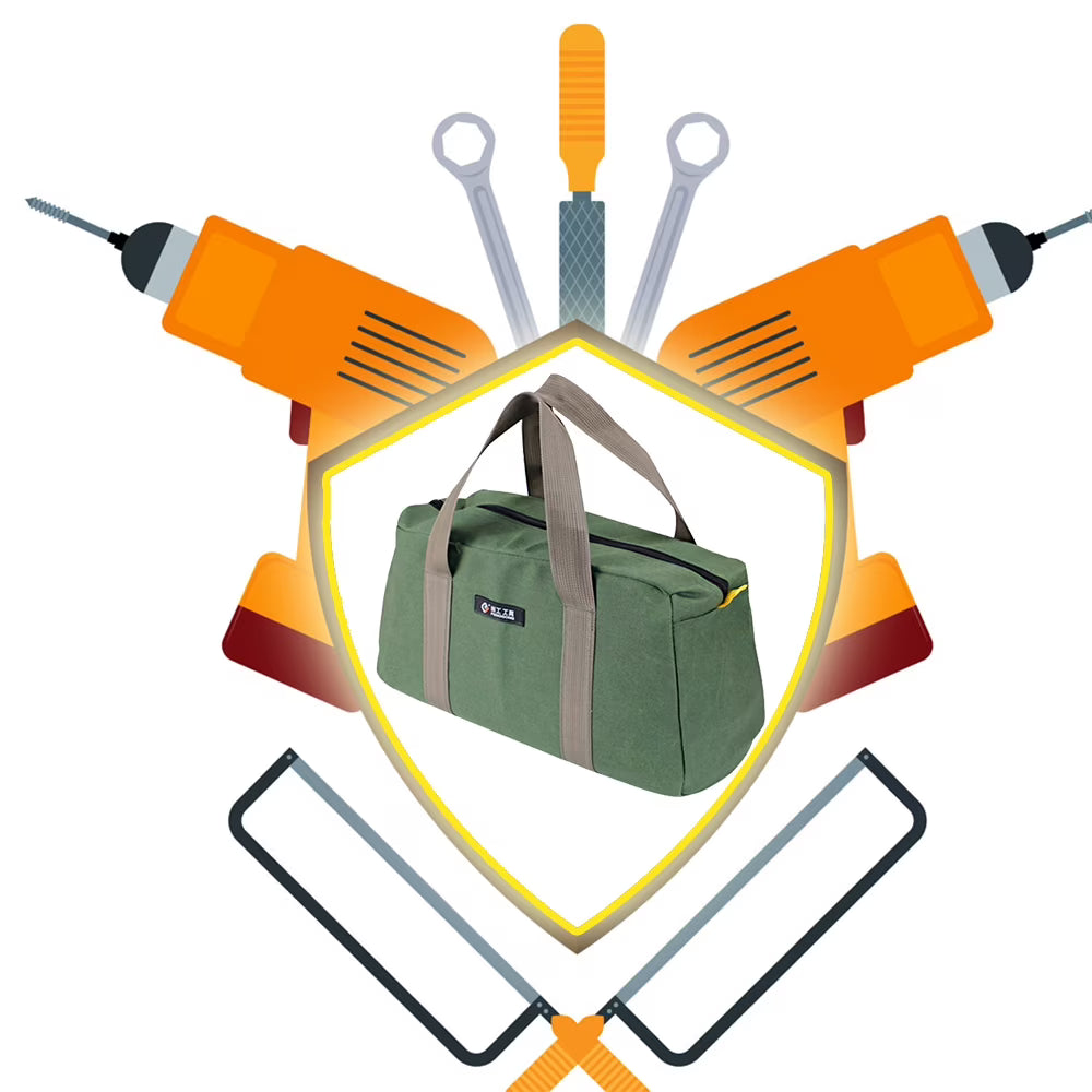 PENGGONG Large Thickened Wear-resistant Maintenance Tool Storage Bag Multifunctional Portable Tool Bag Large Capacity Canvas Bag 18-inch Army Green